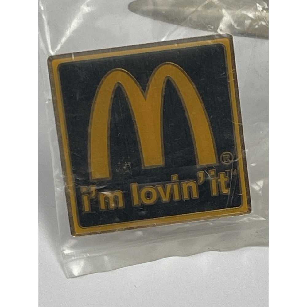 Vintage 2003 McDonalds Im Lovin It Golden Arches Square Enamel Lapel Pin Gold